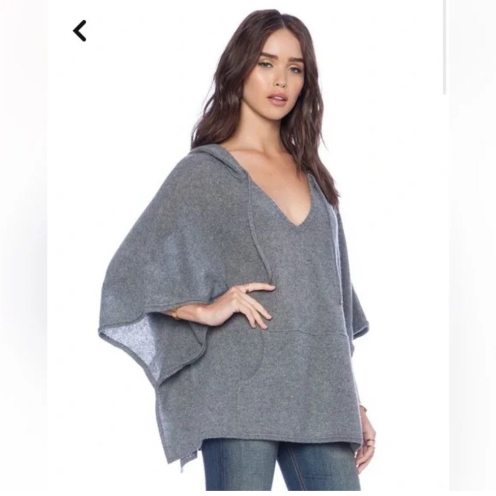 27 Miles Malibu Gray Cashmere Hooded Poncho Women’s Size M/L Fall Comfy Cozy